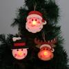 3PCS Christmas Wooden Pendant with LED Light Santa Elk Snowman Pattern Luminous Pendant Christmas Tree Decoration