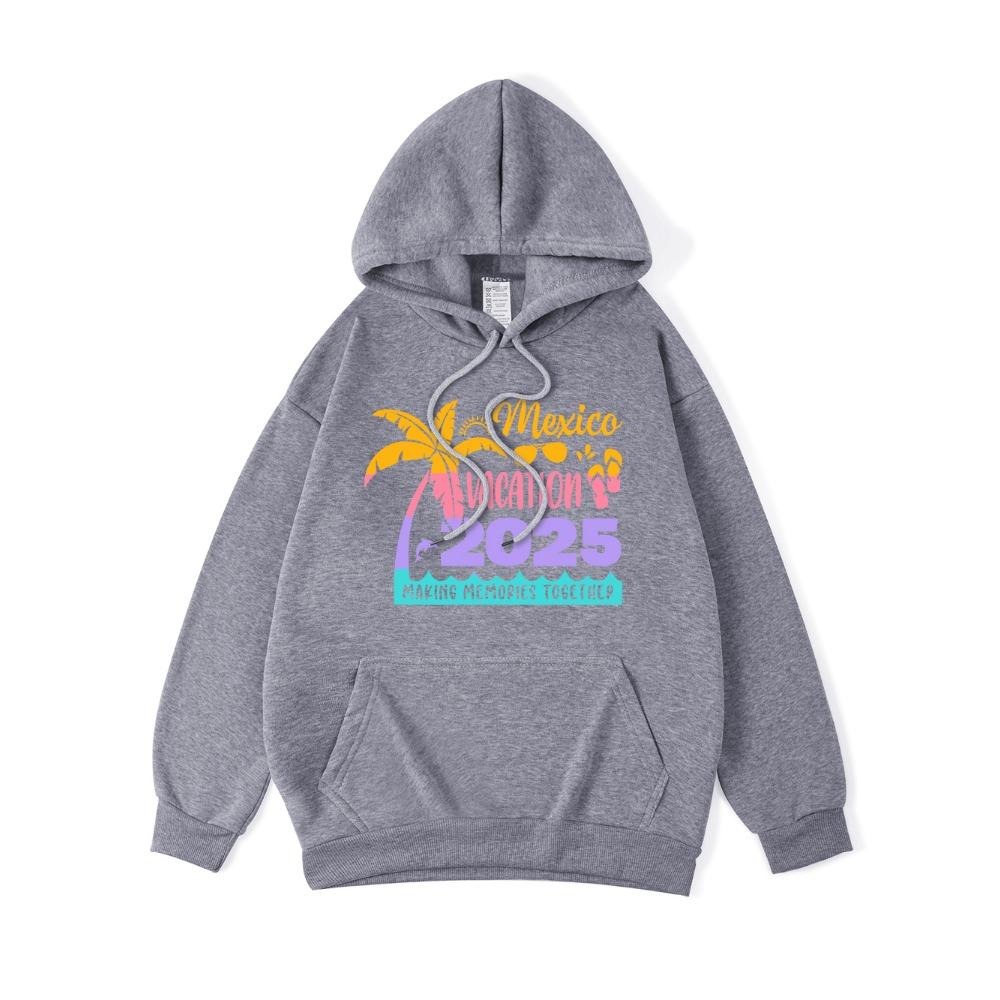 Mexico Vacation Printing Hoodie Women Winter Fleece Warm Hooded Pocket Sweatshirt Comfortable Loose Womans Clothing