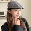 British retro textured hat showing a small face forward hat newsboy hat fashion versatile painter hat beret