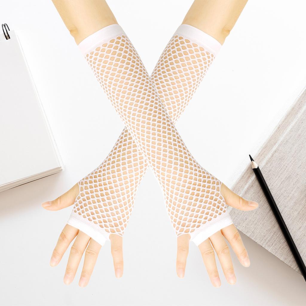 Long Fishnet Gloves, Sexy Stretch Gloves For Nightclubs, Punk Gloves, European And American Openwork Mesh Gloves