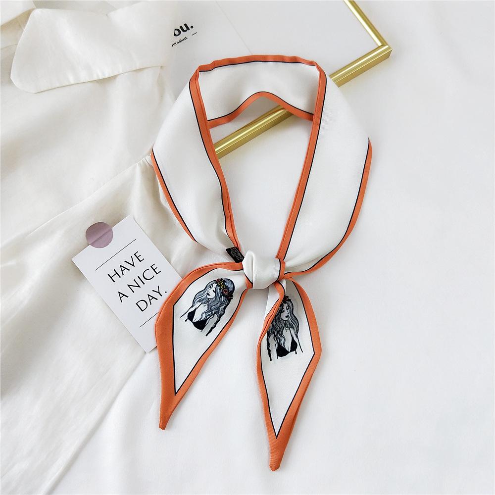 Decorative Simple Texture Silk Scarf Women'S New Style Spring And Autumn Summer Fashion Versatile Headscarf Work Scarf