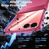 Translucent Matte Protective Case with Tempered Glass Screen Protector for Samsung Galaxy Z Flip 7, Hinge Protection Slim Cover-Rose Red