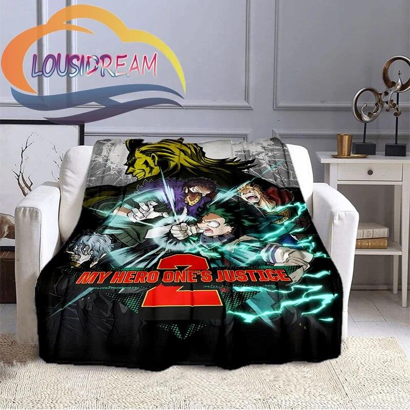 Cartoon My Hero Academia Fleece-teppe, All Over Print, Gaver til ham/hennes mønsterteppe