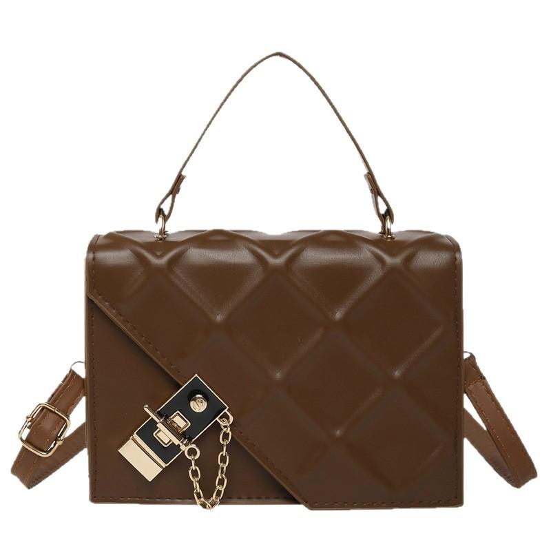 2025 New Portable Messenger Texture Indentation Rhombus Trend Foreign Style Solid Color Shoulder Small Square Bag Women's Bag