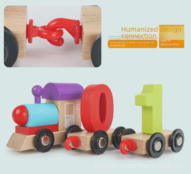 Wooden Educational Assembly Train and Blocks for Kids