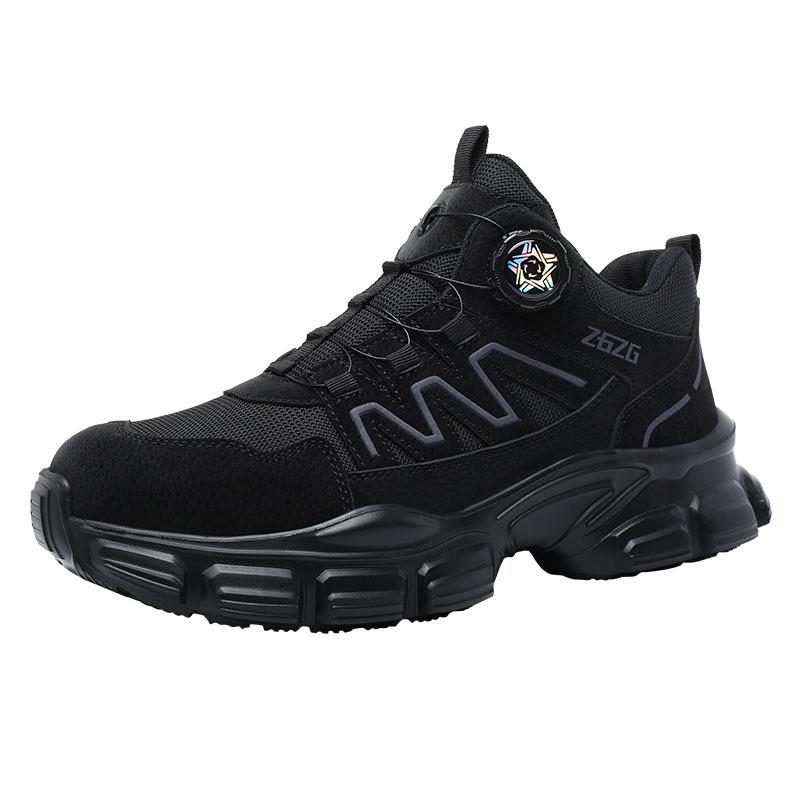 Men's Lightweight Safety Work Shoes - Anti-Smash, Anti-Puncture, Shock-Absorbing, Breathable, Soft Sole, Mid-Top Labor Protection.