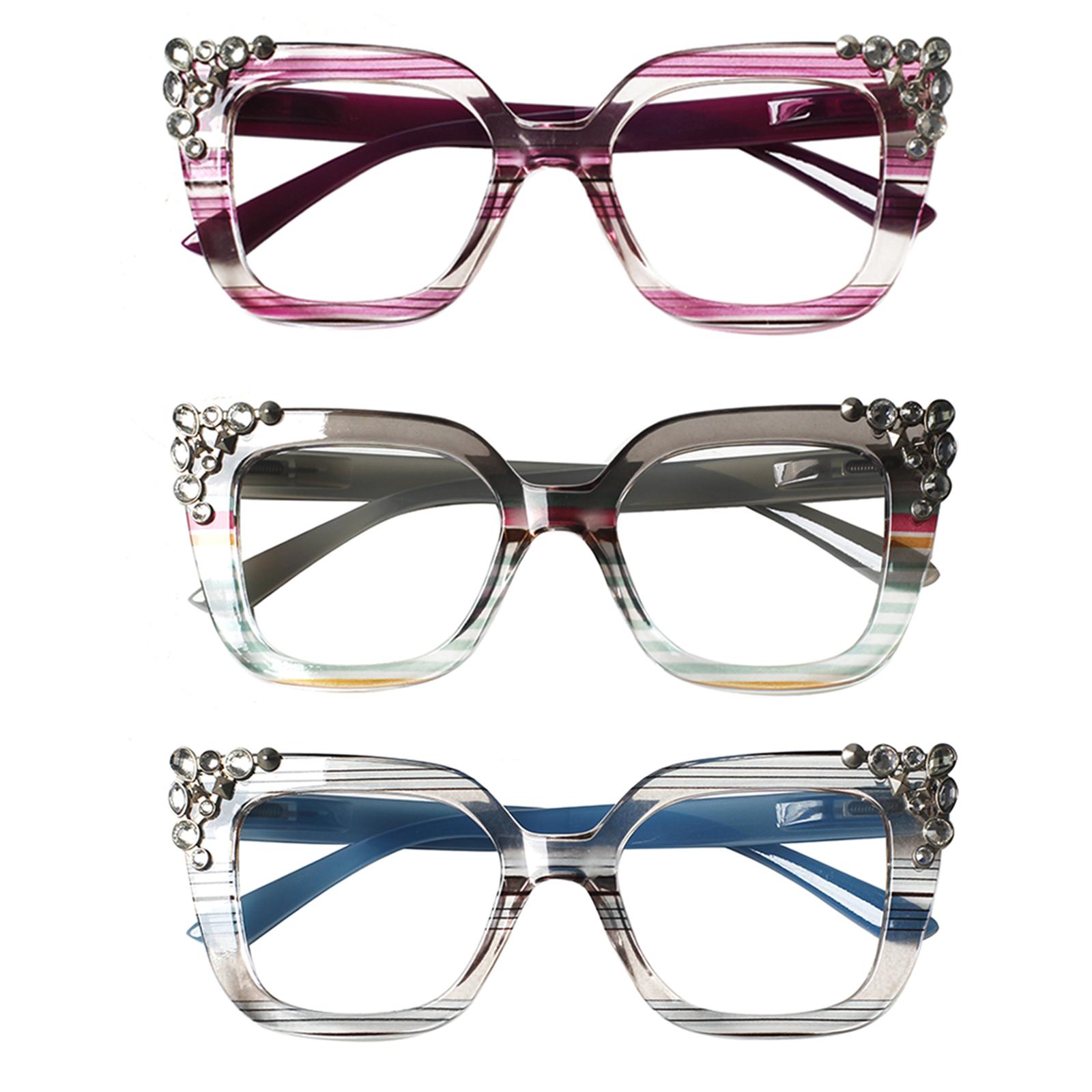 

TUREZING Reading Glasses Oprah Style Fashion Diamond Spring Hinges Prescription Glasses for Women Men 0