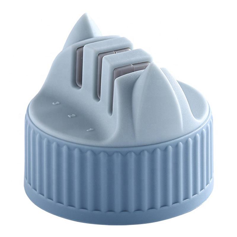 

3-stage Mini Knife Sharpener Kitchen Grindstone Tool Pocket Sharpening Stone Blue