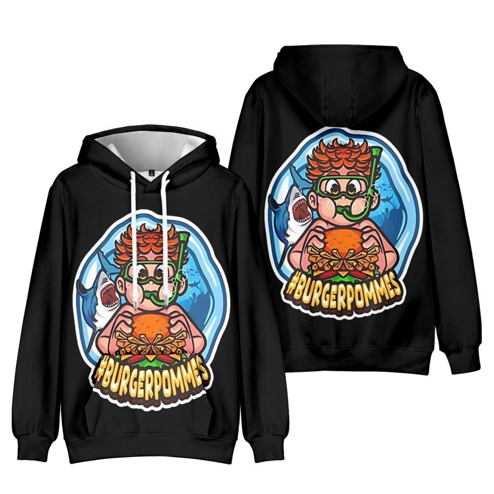

Мужские и женские толстовки с капюшоном Burgerpommes ICrimax Hoodies Streetwear Harajuku Casual Cartoon Printed Hooded Pullover Sweatshirts XS чёрный