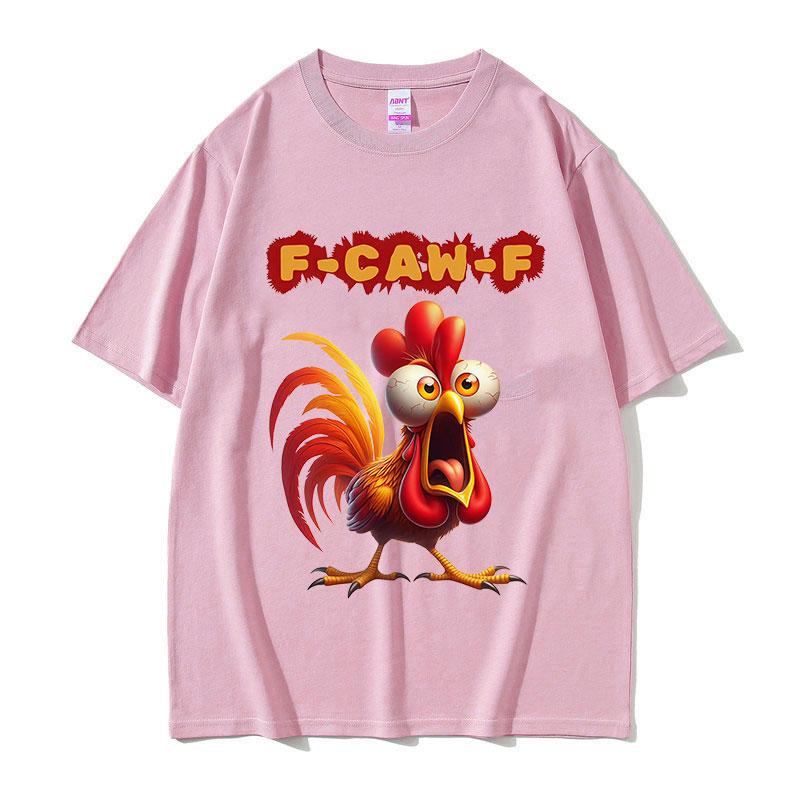 F Caw F Chicken Funny Rooster Meme T Shirt Men Women Vintage High Quality Pure Cotton T-shirts Summer Casual Oversized T-shirt