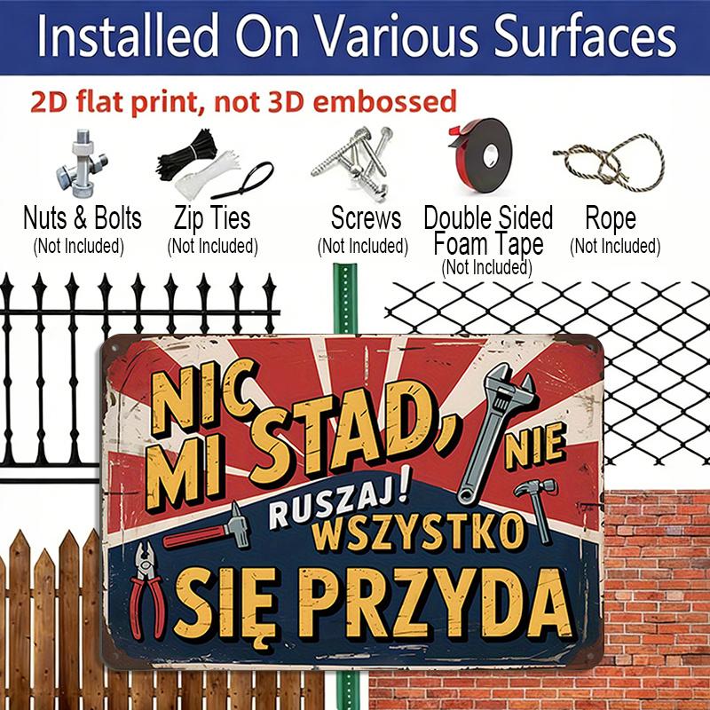 Płaski 2D 1 szt. Polski Vintage Metalowy Znak, Aluminiowy Metalowy Wystrój Ścienny, NIE DOTYKAJ MOJEGO MIASTA! Dekoracja ścienna do domu, na farmę, do męskiego kącika, baru, pubu