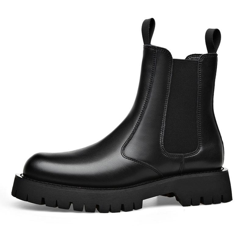 Autumn and Winter New Products Are Super Cool, Black Medium Tube Martin Boots, Thick-soled Heightening Overalls, Boots Versatile Men's Shoes, Men's