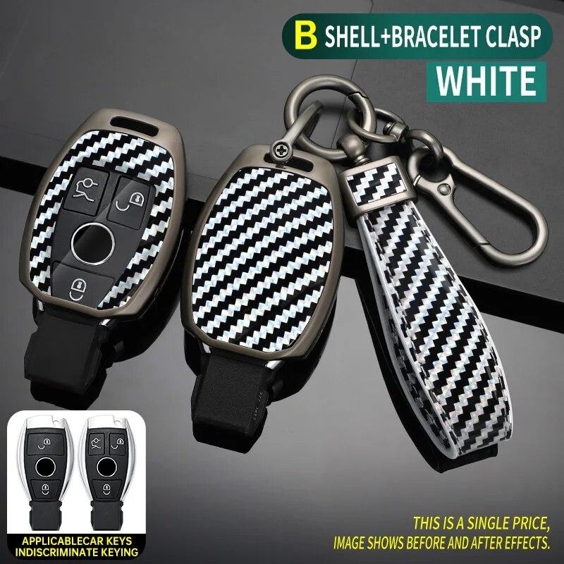 Carbon Fiber Zinc Alloy Car Key Case Cover For Mercedes Benz A C E S Class GLA CLA GLK GLC CLS W204 W463 W176 W251 W205 AMG