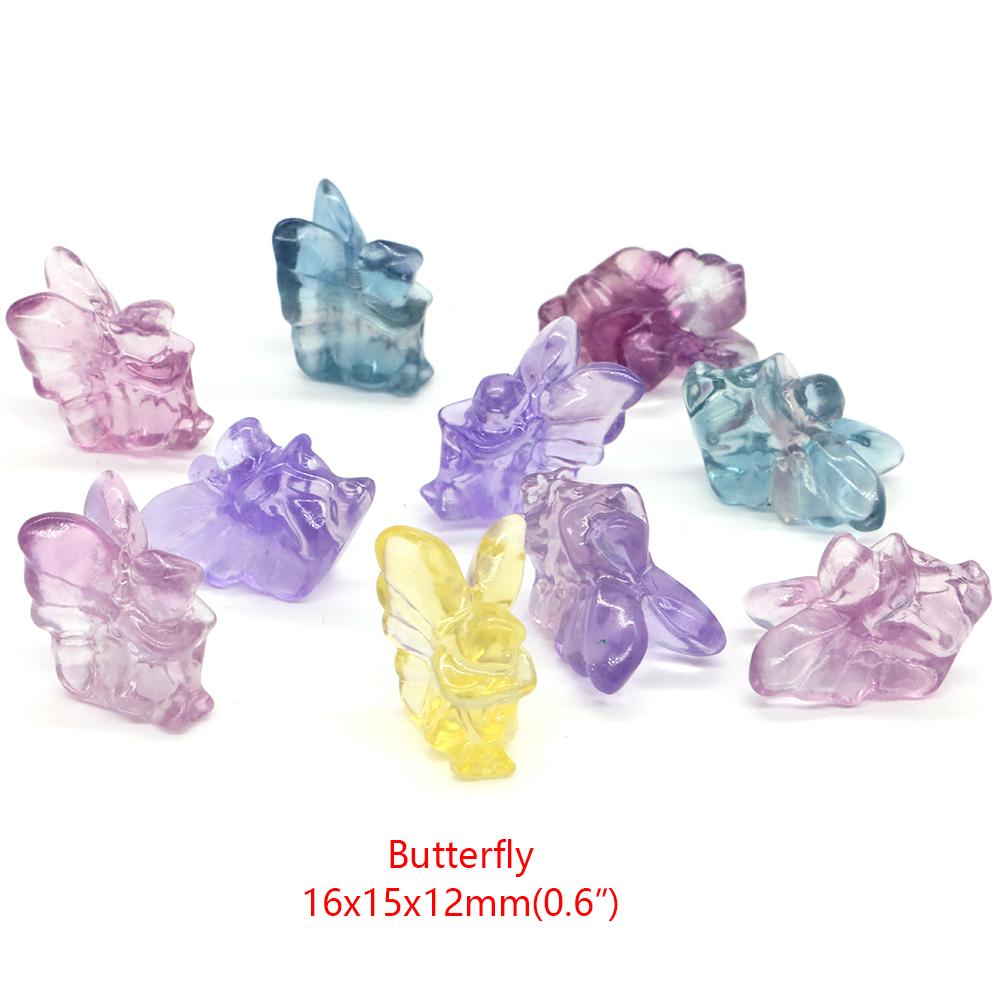 Natural Fluorite Crystals Mini Cartoon Animal Statue Reiki Healing Stones Carved Gemstone Crafts Home Decoration Ornament Gifts