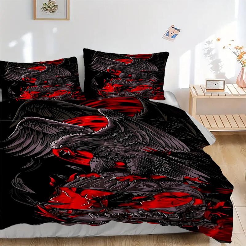 3pcs Raven Cover Set, 1 Cover + 2 Pillowcases (No Insert), Bedding for All Seasons, Bedding,Bedroom Decor yy250922089