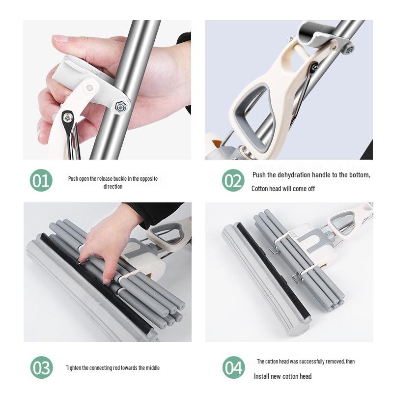 2025 Hands-Free Large Stainless Steel PVA Absorbing Floor Mop