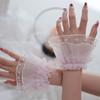 Elegant Organza Wrist Cuffs Covers With Lace Trim Flower Wrist Sleeves For Photography Decorative Arm Sleeves Handwear