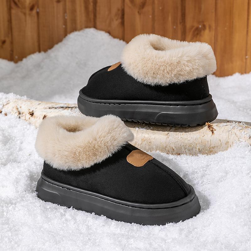 Borsa Cartone Animato Testa di Orso con Pantofole di Cotone da Donna In Autunno e Inverno, Da Interno con Scarpe Calde di Peluche per Indossare All'Aperto, Stivali da Neve di Peluche da Coppia