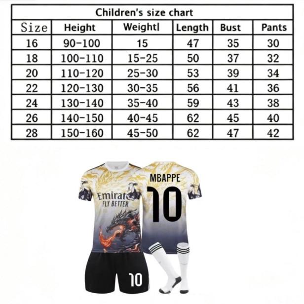 2025/2026 Real Madrid Mbappe N.10 Set Maglia da Calcio per Bambini Nero/Giallo
