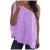 Frauen Mode Chiffon Off Schulter T-Shirt Ärmellose Casual Tops Bluse