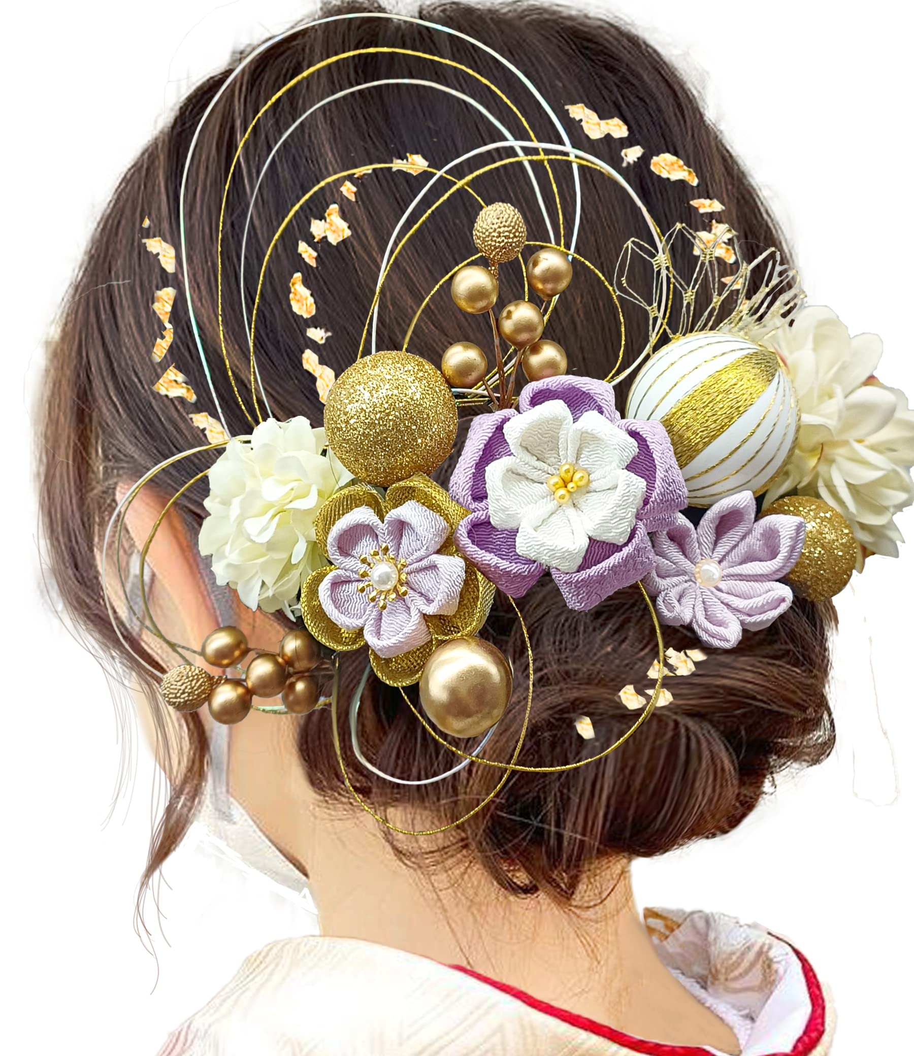 

[JZOON] Tsumami-zaiku Hair Ornament for Coming-of-Age Ceremony, Shichi-Go-San, Yukata, and Other Occasions. Popular Japanese Hair Accessory,