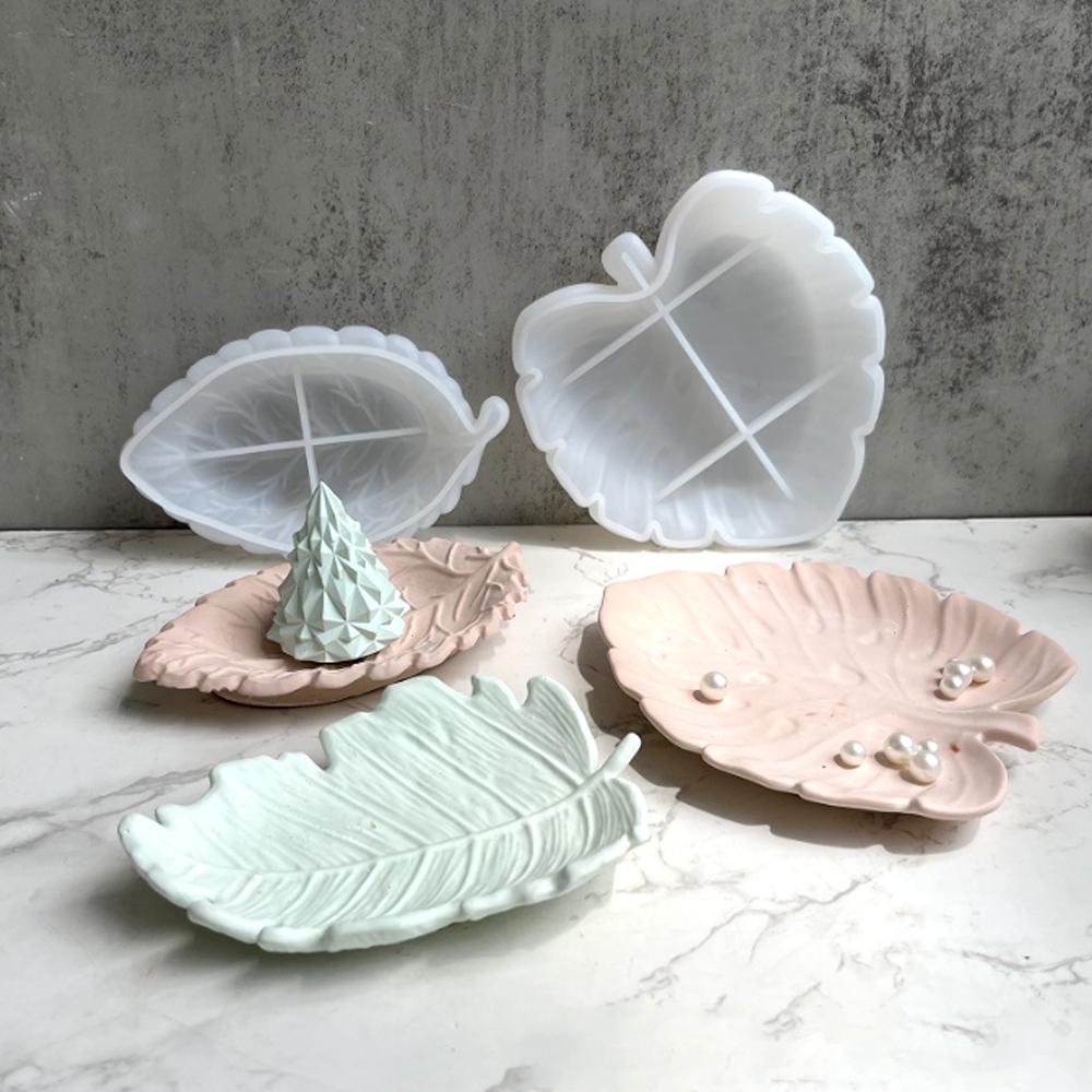 Leaf Shape Tray Mould Silicone Resin Epoxy Mold Jewerly Storage Dish Plate Concrete Mold Handicraft Making Tool Home Decoration