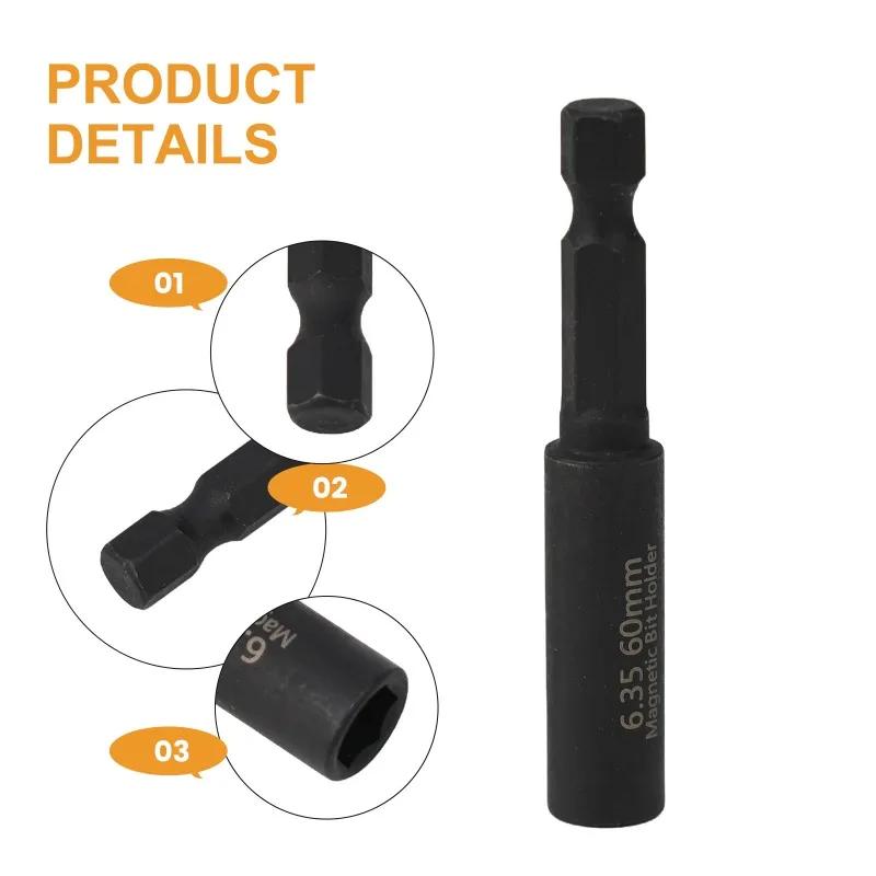 5pcs 1/4In Head Extension Rod Screwdriver Magnetic Transfer Extension Rod Screwdriver Bit Holder Internal Hexagonal Screw