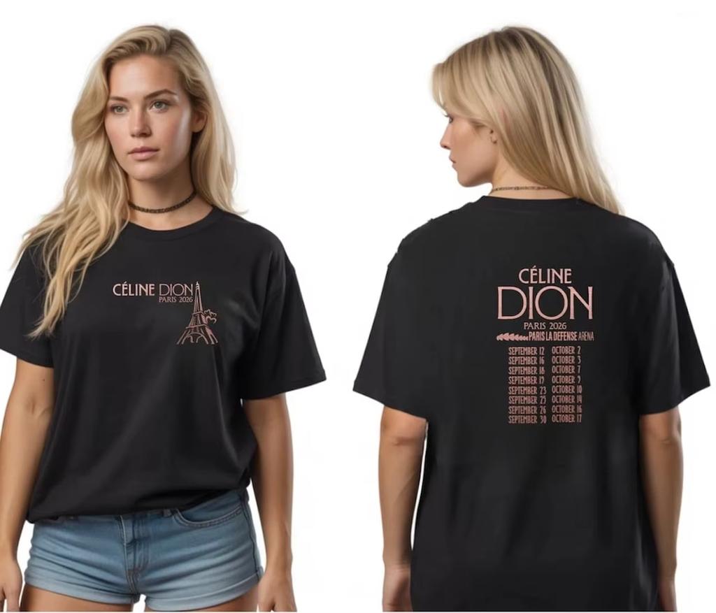 Celine Dion Paris 2026 Fan Tour Gift 3D Printed Short Sleeve Shirt Men's T-shirt Streetwear Tees Family Matching Kids Clothes