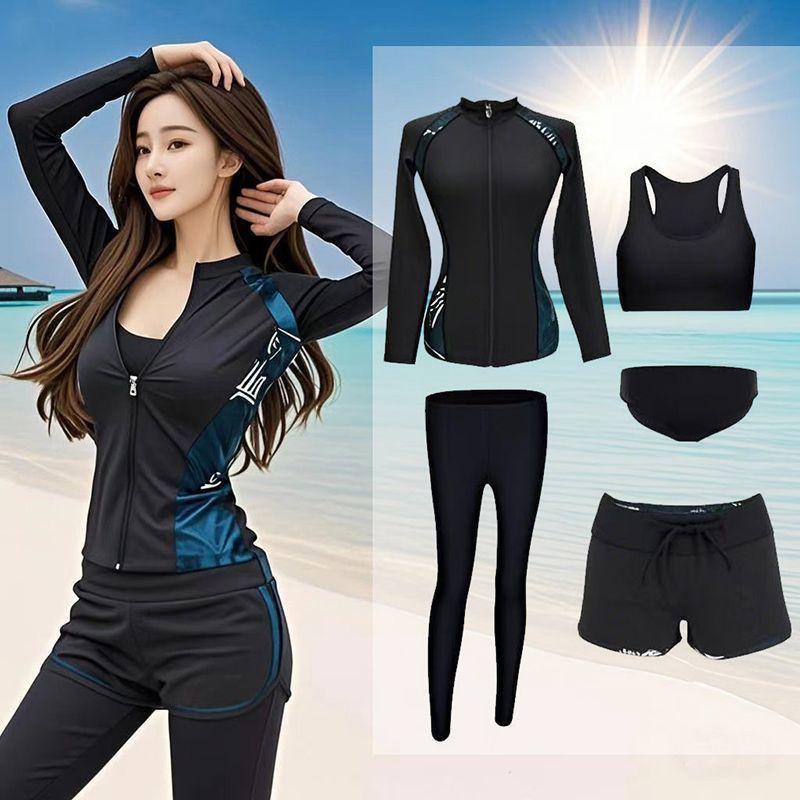 Diving Wetsuit Set Women Quick Dry Long Sleeve Rash Guard Pants 5 Piece Swimwear Snorkeling Surfing Water Sports
