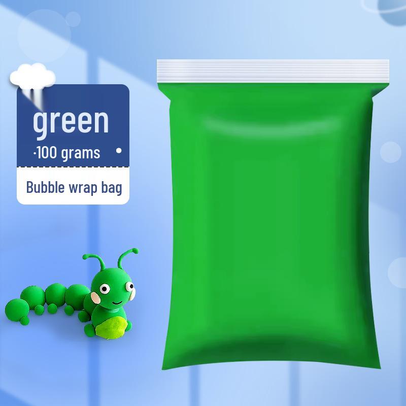 Children's Green Clay Bubble Pack - Single Color Refill with Black Plasticine for Kindergarten