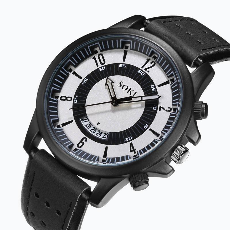 New Fashion Men Sport Wrist Watches Leather Strap Watch Men Quartz Watch For Men Male Clock