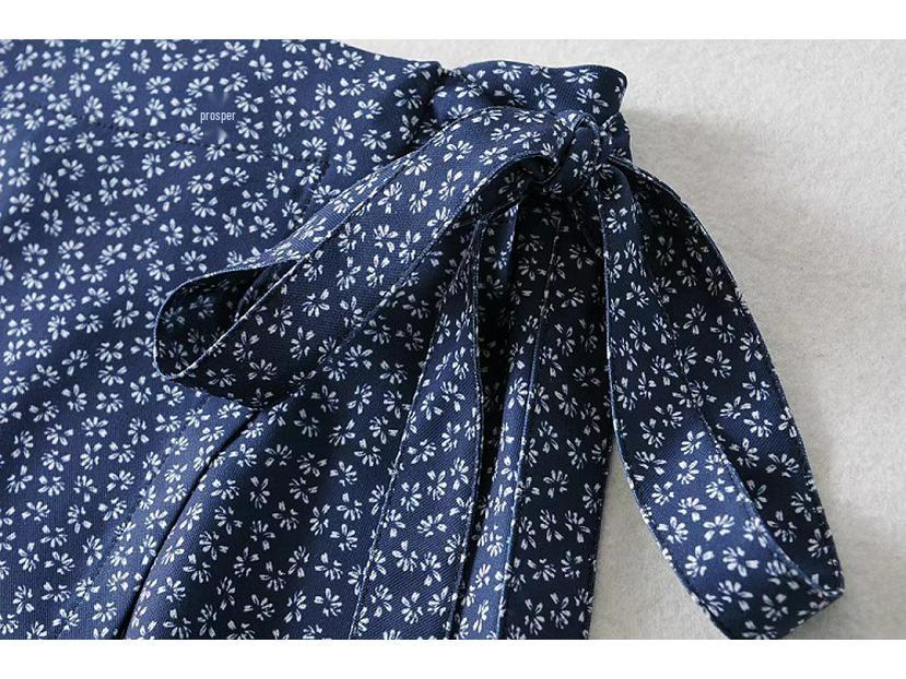 YPFF Floral Print High Waist Midi Wrap Skirt - European & American Style Women's Summer Tie-Up Skirt.