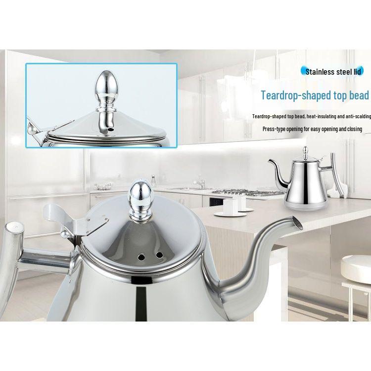 Thickened Stainless Steel Teapot with Filter, Universal Flat Bottom Kettle