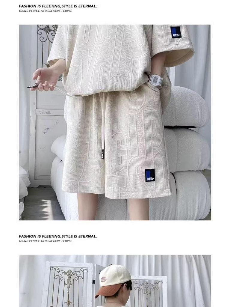 Men's Plus Size Loose Summer Casual Outfit Set - Short Sleeve & Shorts