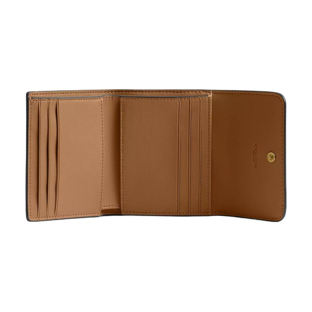 New COACH Mira Leather Wallet Small Women's Brass & Honey Brown CAO14-B4XJ7