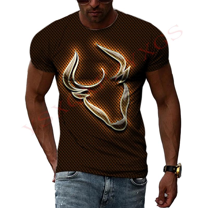 Taurus Story Domineering Fashion Original 3D Harajuku Printing Mighty Personality Men And Women Short-Sleeved Round Neck T-shirt