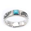 925 Silver Turquoise Kokopelli Ring C6 Free Size Flat Square Ring [Silver One] Men's