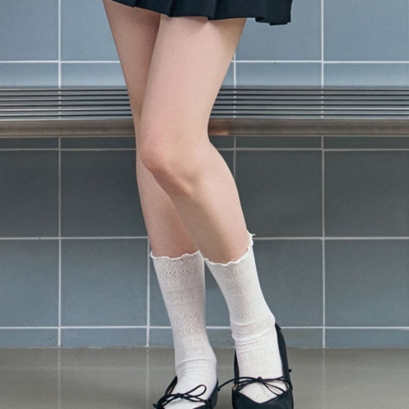 Biarritz Socks Cashmere Lace See-through Long Socks 8 Colors