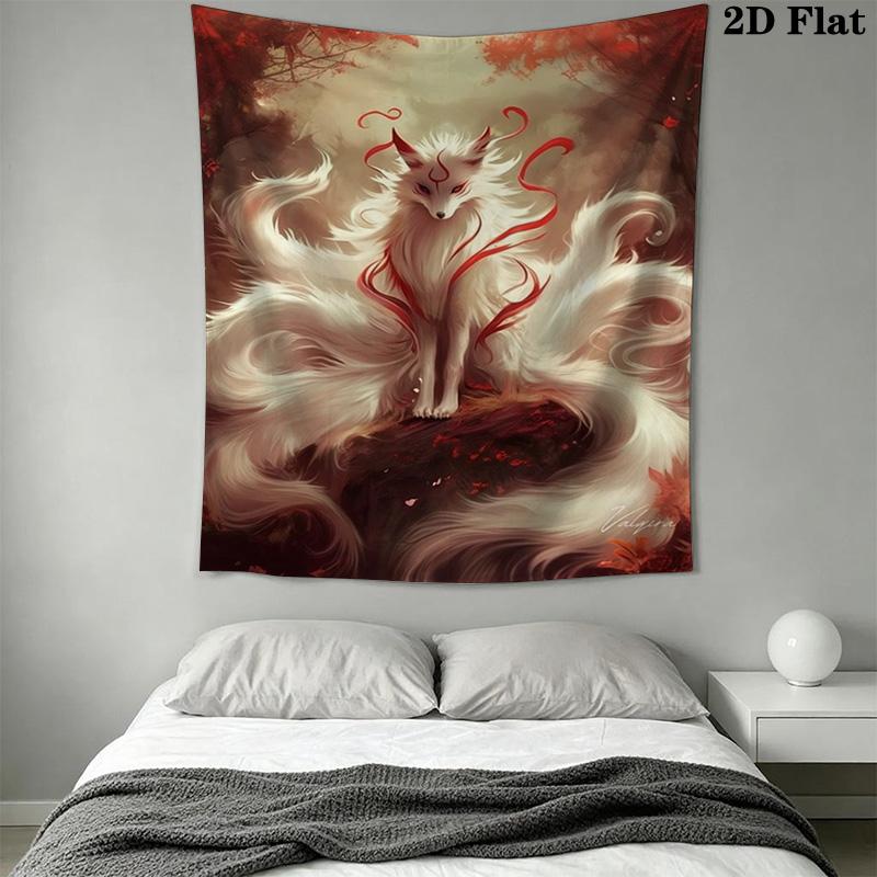 Nine-Tailed Fox Pattern Home Decor Tapestry, Wall Hanging, Decorative RV Wall Cloth.MGT0918330