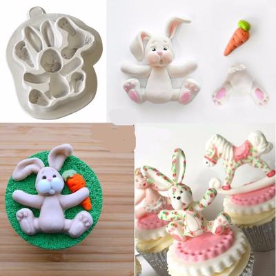 Silikonform 3D-KANINCHEN Osterhase Fondant-Kuchenformen Cupcake-Werkzeuge Küchenzubehör