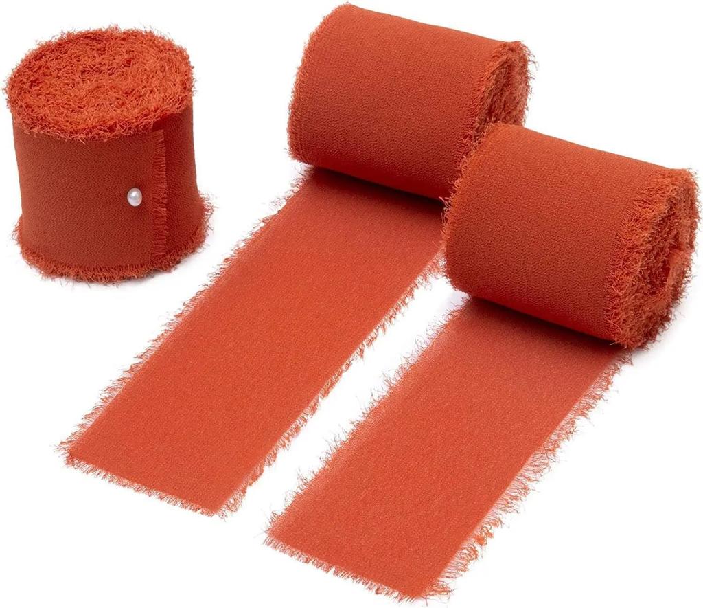 3 Rollen 4 cm x 3 m, handgefertigtes babyblaues Band zum Verpacken von Geschenken, Band mit ausgefransten Kanten zum Basteln, Dekorieren von Blumensträußen, Verpacken von Hochzeitsstoffen