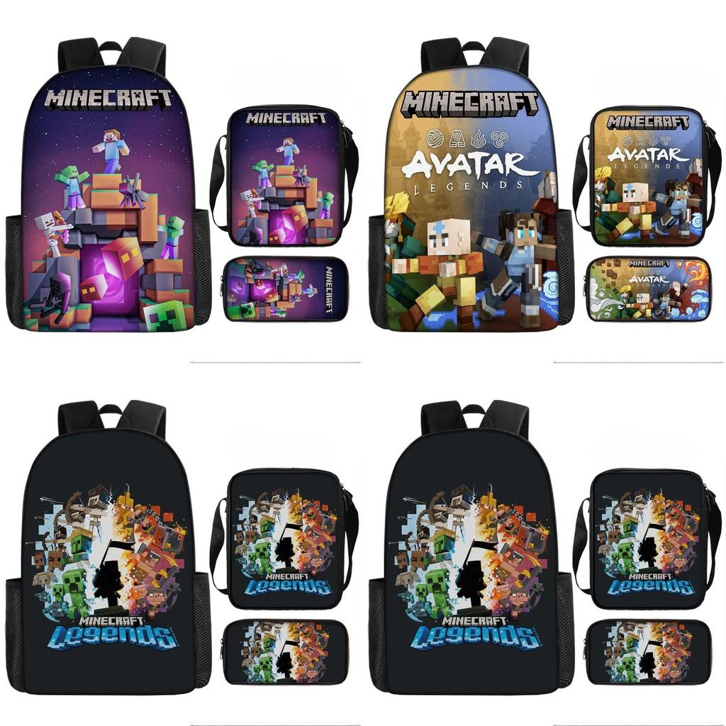 Minecraft 3in1 Oxford Backpack Set With Pen Case And Sling Bag For Students