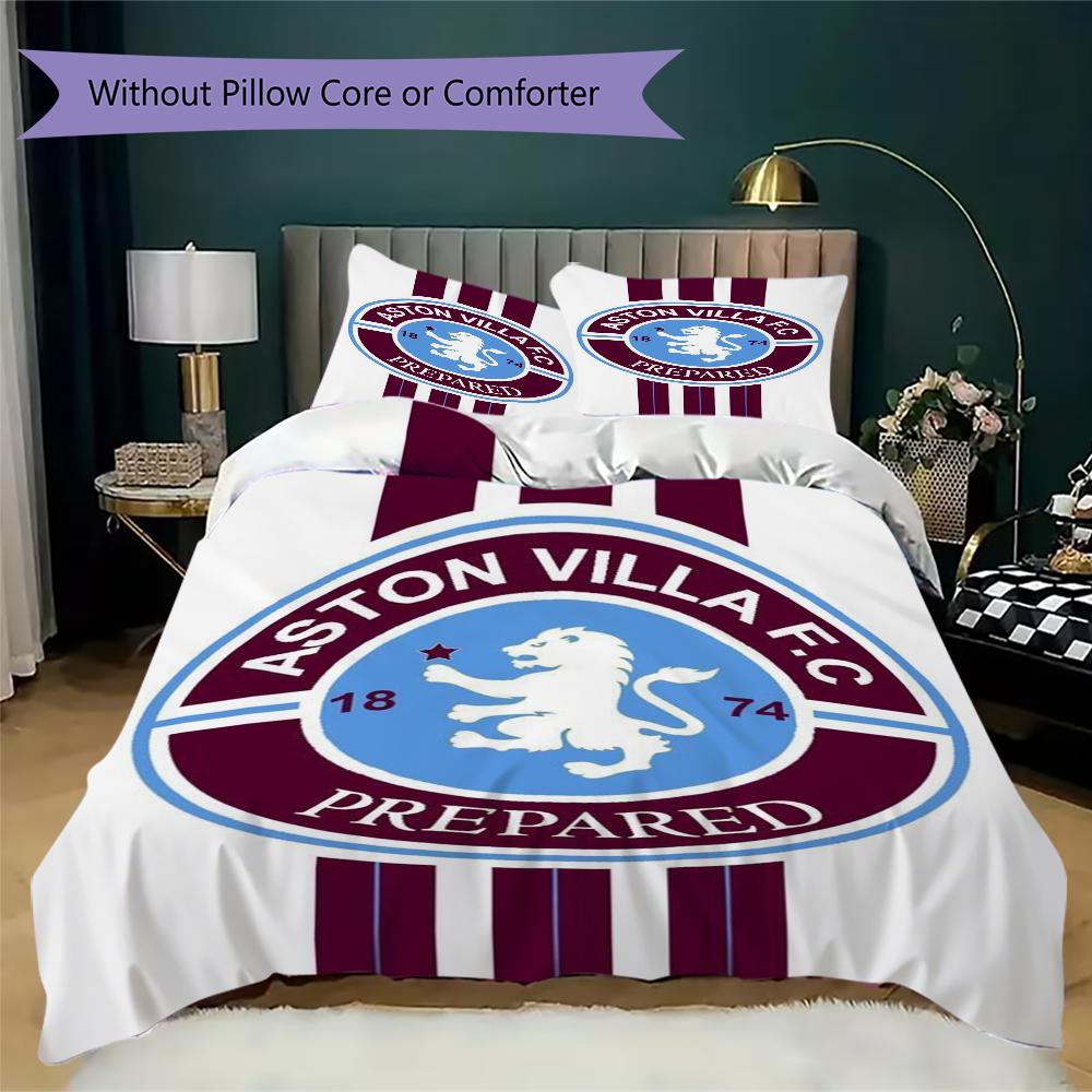 Biancheria da letto con motivo Aston Villa, Set piumone Copripiumone Federa Regalo di Compleanno per la Casa(1 * copripiumino + 2 * federa, senza nucleo)_lx