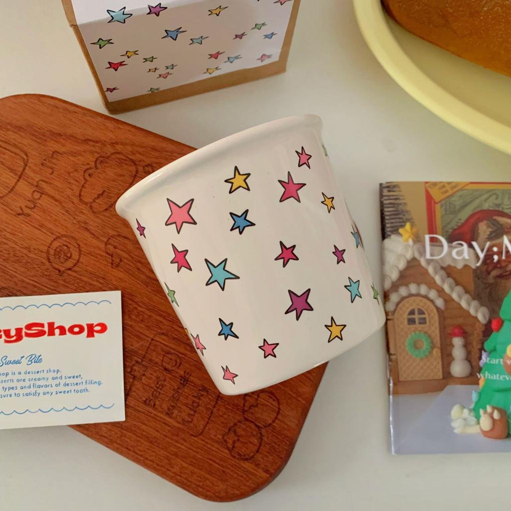 Kolorowy kubek w kształcie gwiazdy z uroczym uchwytem, ​​ceramiczny kubek do kawy