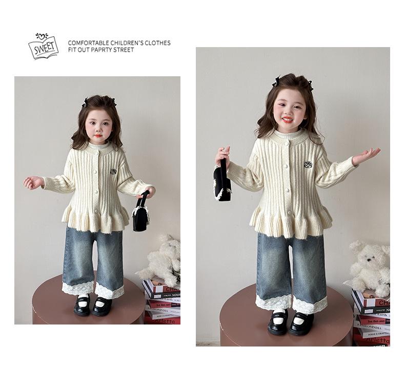 2025 New Korean Style Cartoon Knit Cardigan for Girls - Fashionable Spring & Autumn Outerwear