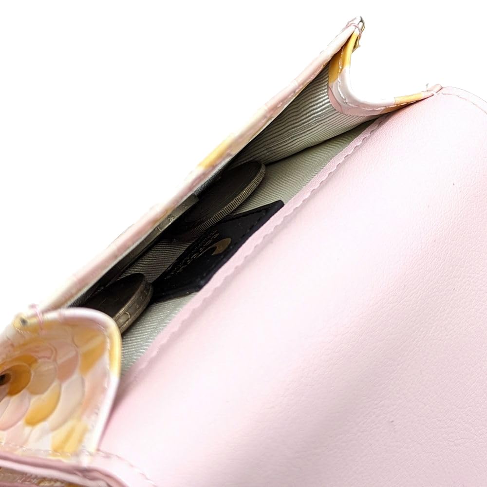 Karukuru Stained Glass Mini Wallet for Women, FRS-EN008, Pink