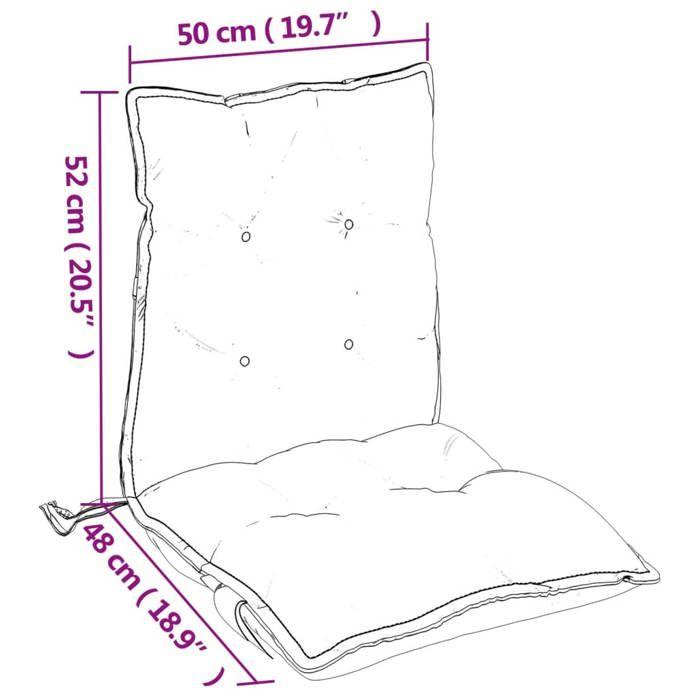 VidaXL Lot de 4 Coussins de Chaise à Dossier Bas, Galette de Siège Imperméable, Coussin d'Extérieur Anti-glissement Jardin 377675