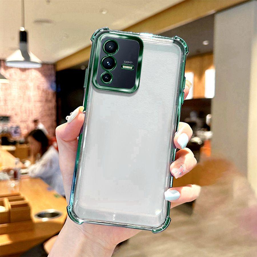 Airbag Shookproof Lens Case For Vivo Y33S Y21 Y20 Y16 Y11S Y15S Y19S Y17S Y53S Y04 Y18 Y29 Y27 Y28 Y76 Y36 Y38 5G Plating Silicone Back Clear Cover