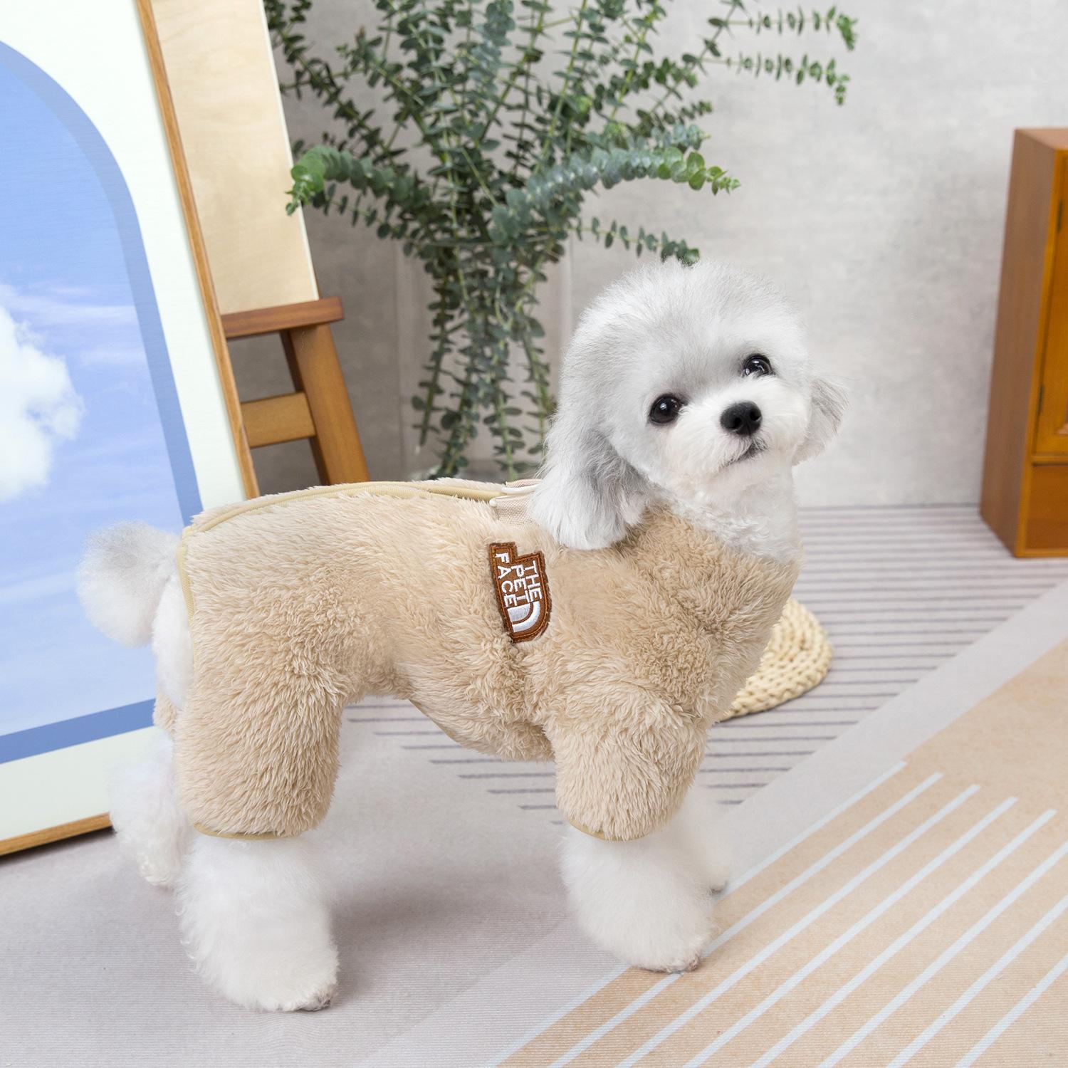 Vêtements pour animaux de compagnie Automne et Hiver Vêtements pour chiens Nouveaux vêtements pour animaux de compagnie Velours Double face 24 Marques Tendance Fermeture éclair Velours Quatre pattes XXL kaki