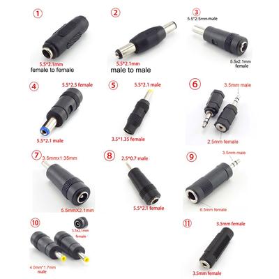 2x DC 5.5X 2.1mm 2.5mm 3.5x1.35mm 4.0x1.7mm Stecker Buchse auf 3.5mm 5.5x2.5mm Stecker Buchse Anschlüsse Strombuchse Stecker 6.5mm m/m f/m